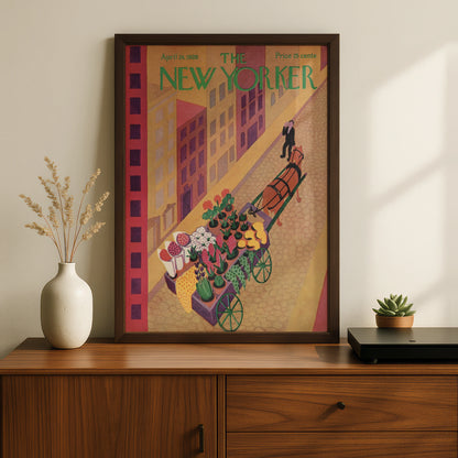 New Yorker 1926 Cover Poster, Vintage Flower Cart Art, Art Deco New York Wall Print