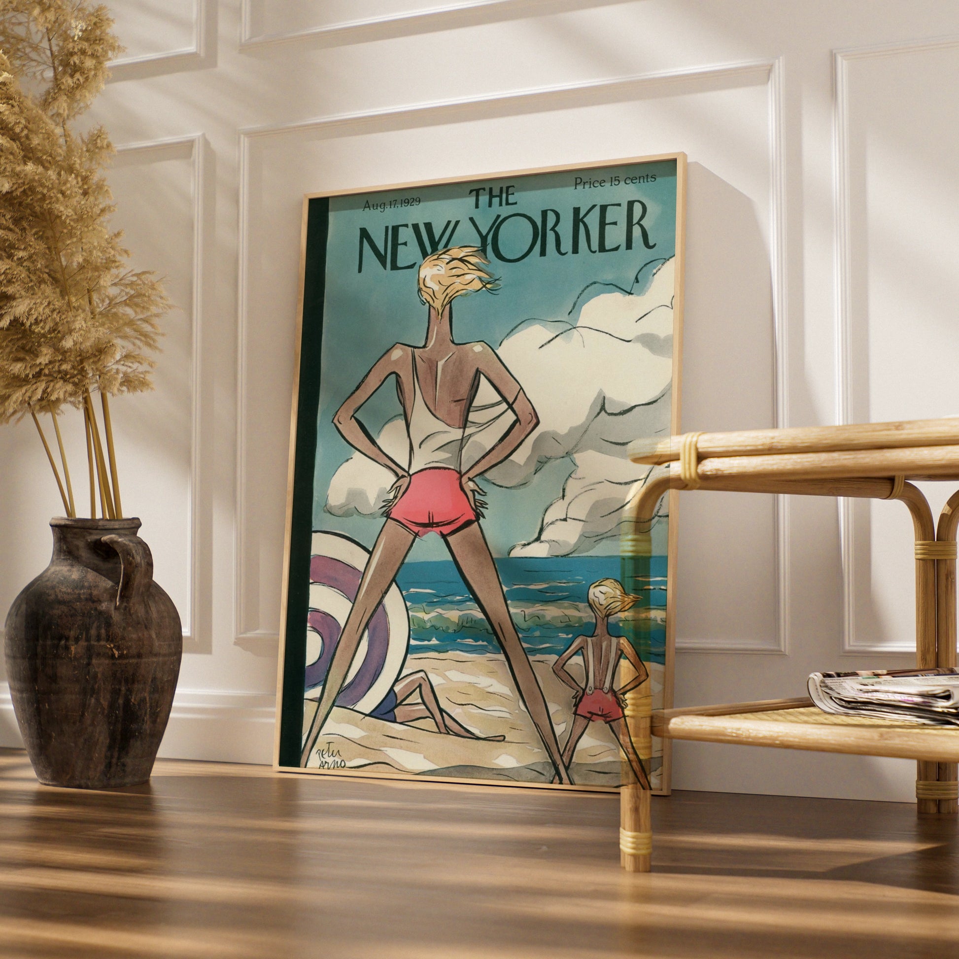The New Yorker August 1929 Beach Cover Poster, Peter Arno Vintage Wall Art Print