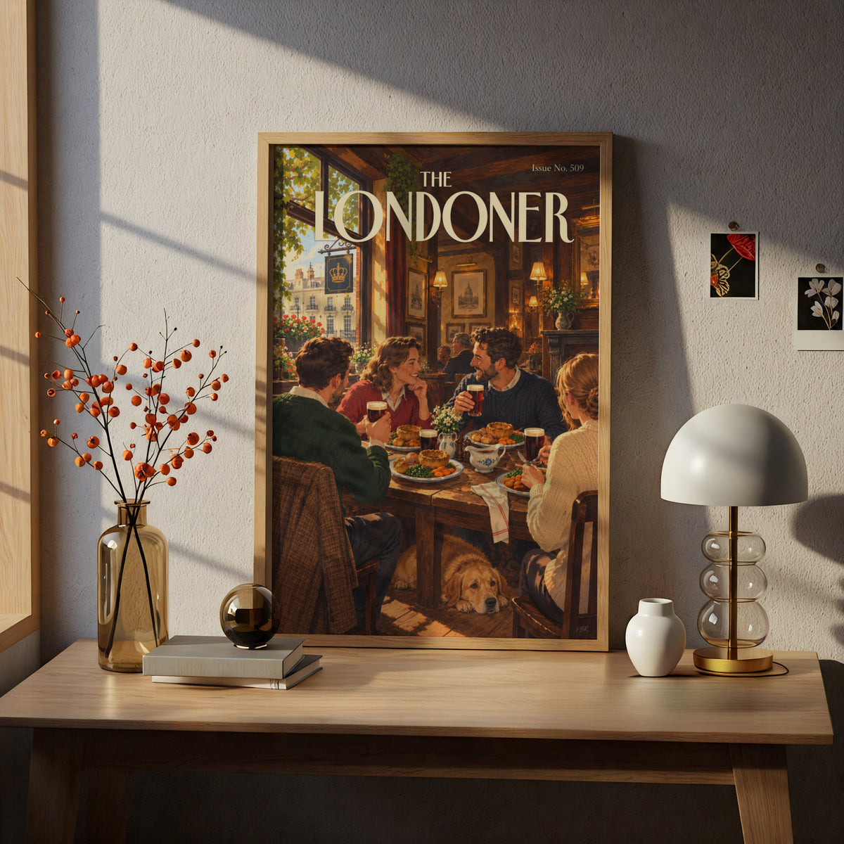 Vintage London Pub Poster, Sunday Roast Wall Art, Retro Magazine Cover Print, Kitchen Dining Room