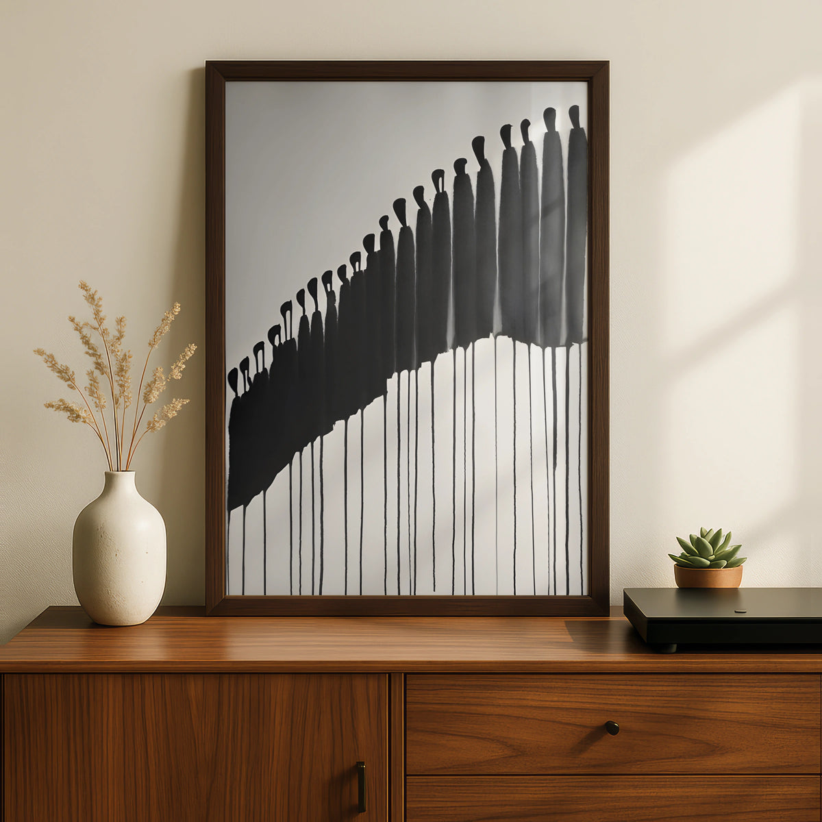 Abstract Figures Monochrome Wall Art, Black and White Poster, Minimalist Print