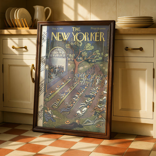 The New Yorker August 1927 Poster, Outdoor Concert Park Print, Vintage NYC Wall Art
