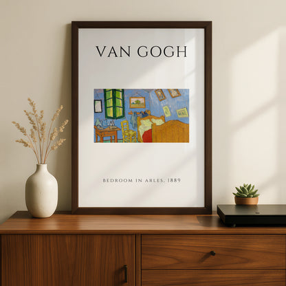 Van Gogh Bedroom in Arles Wall Art Print | Blue Post-Impressionist Poster, Gallery Wall – A5 Black frame