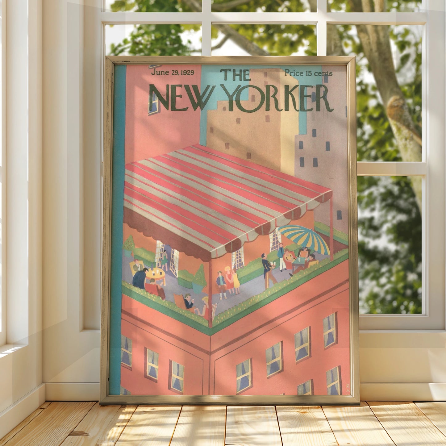 The New Yorker June 1929 Rooftop Party Poster, Vintage Art Deco NYC Wall Art Print