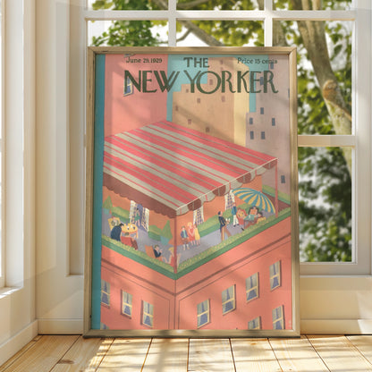 The New Yorker June 1929 Rooftop Party Poster, Vintage Art Deco NYC Wall Art Print