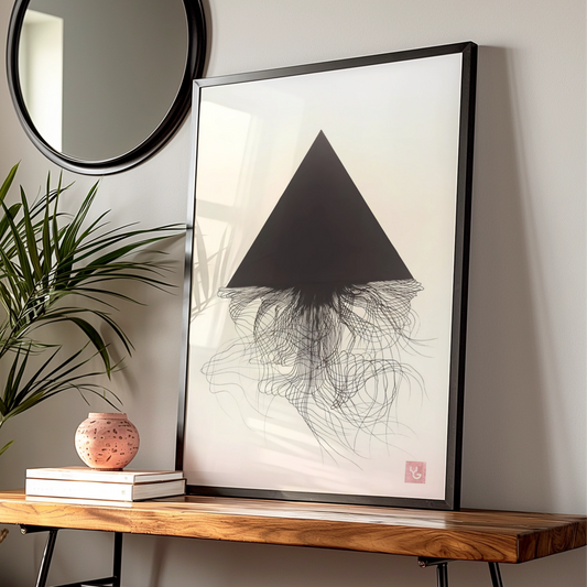 Black Triangle Abstract Art Print, Monochrome Wall Art, Modern Geometric Poster, Minimalist Decor