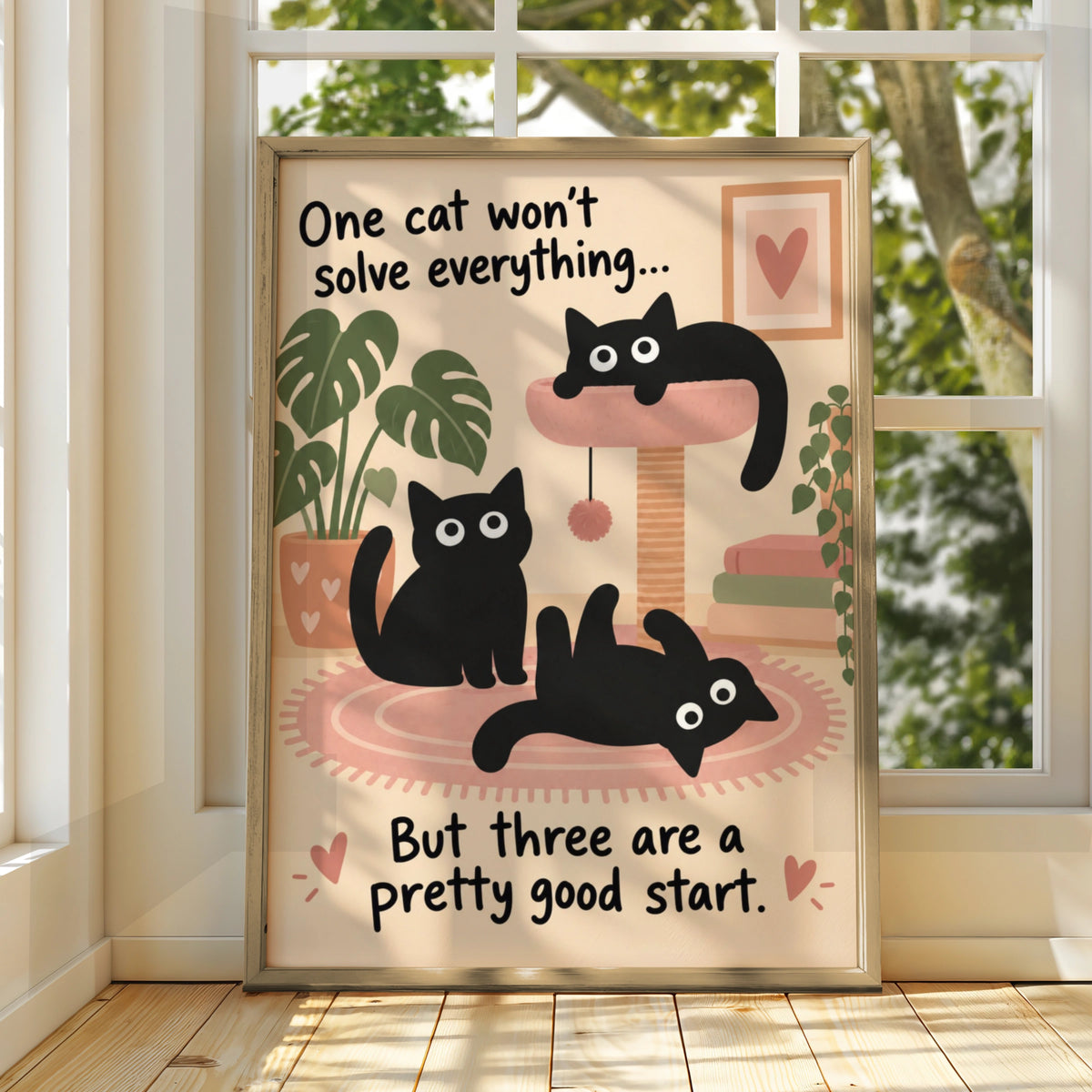 Three Black Cats Funny Poster