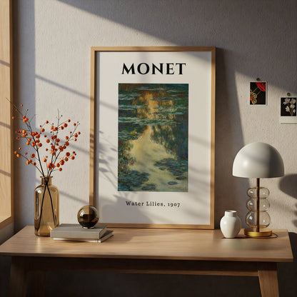 Monet Golden Teal Water Lilies 1907 Wall Art Print, Impressionist Botanical Poster – product image 5
