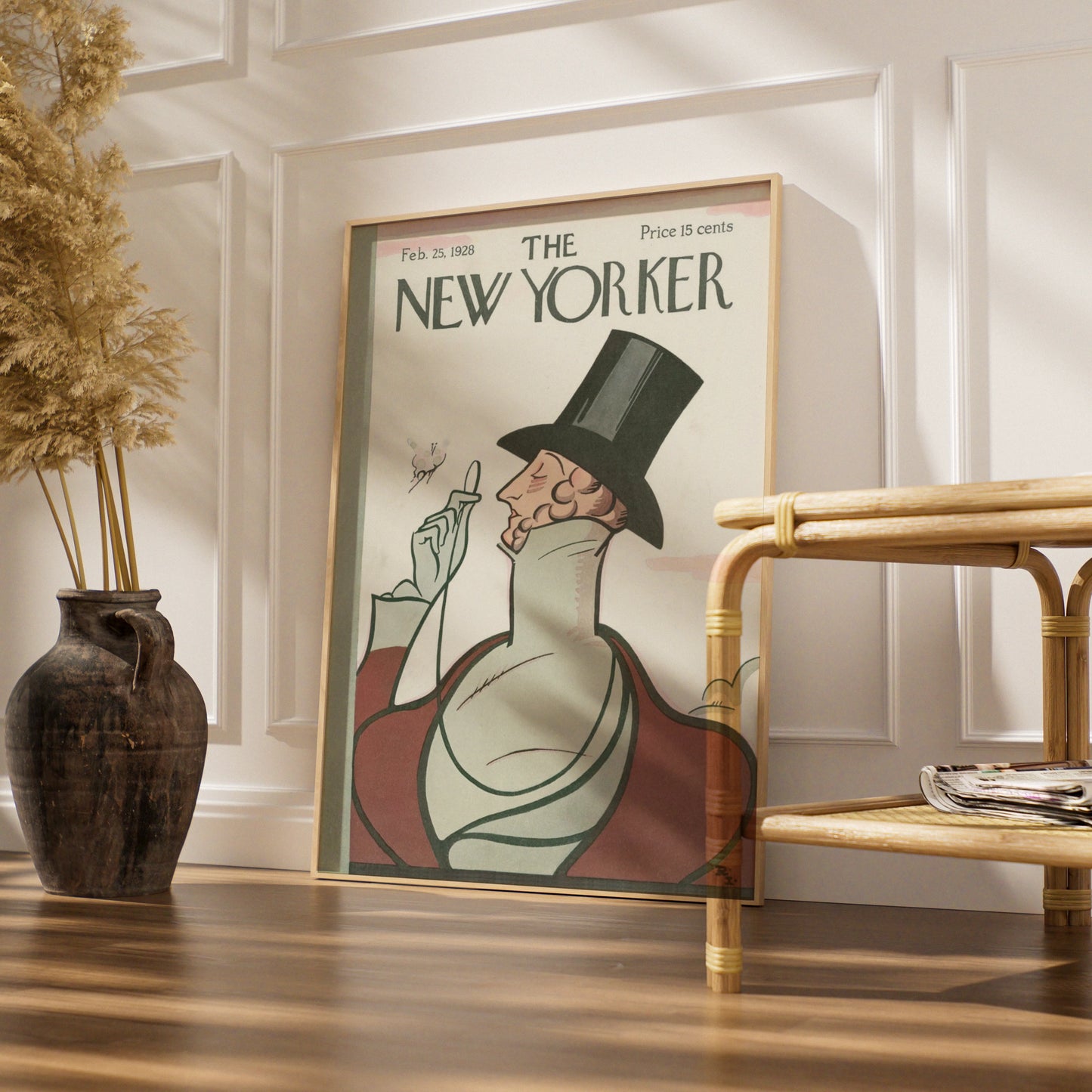 The New Yorker Feb 1928 Cover Poster, Vintage Top Hat Gentleman Art Print, Retro Wall Art