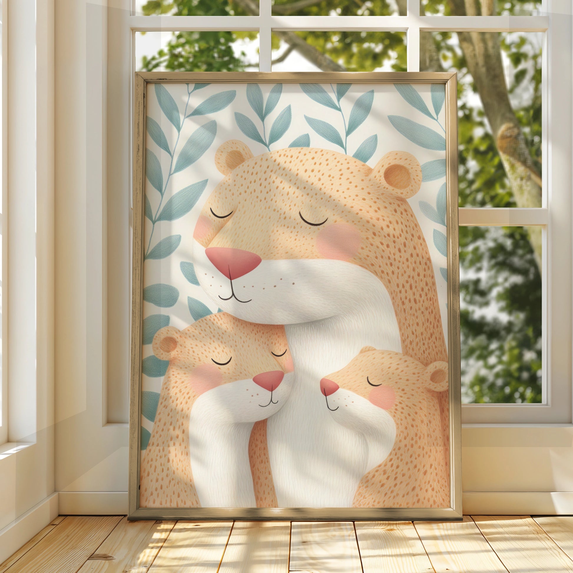 Bear Family Nursery Wall Art, Cute Bear Print, Baby Animal Poster, Kids Room Decor