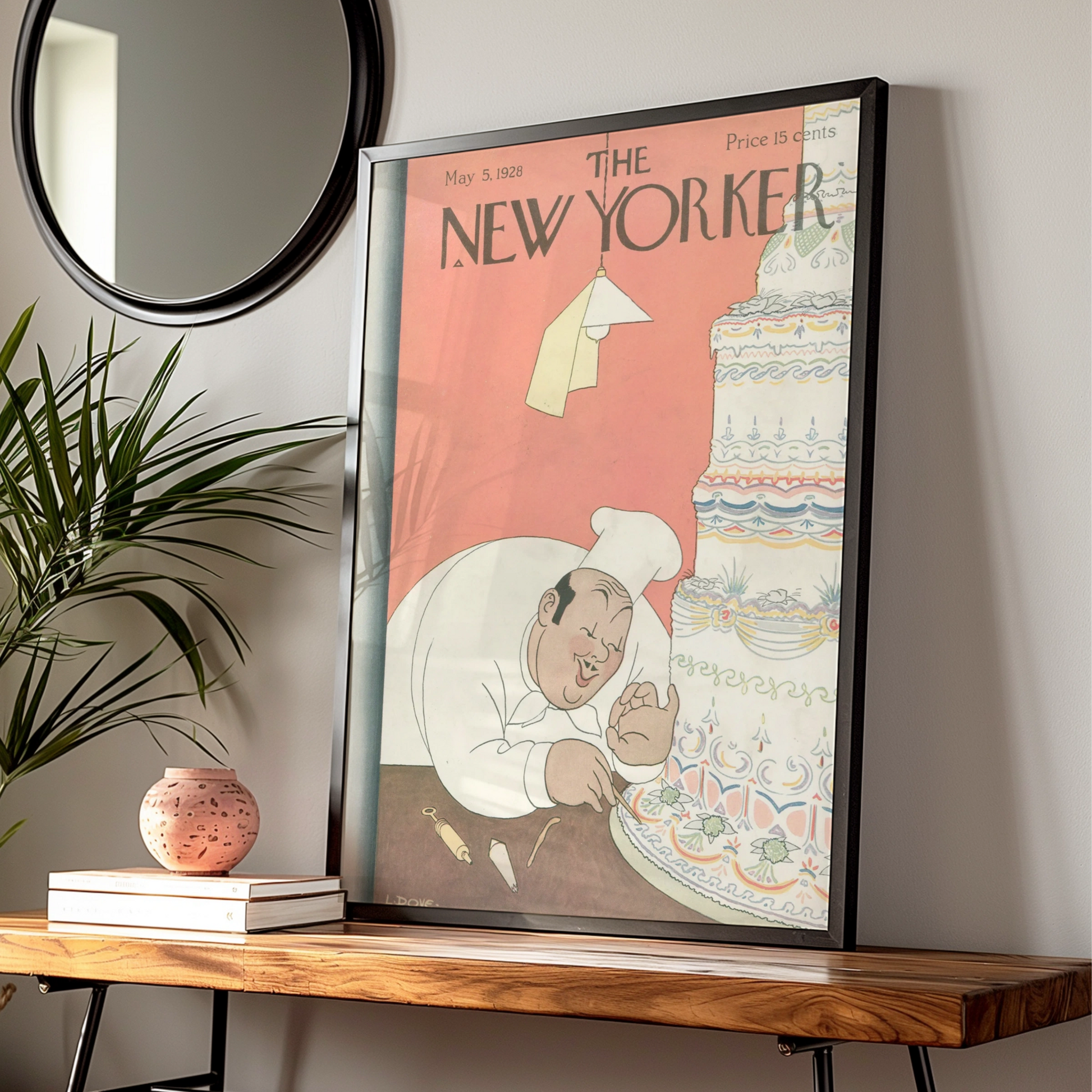 The New Yorker May 1928 Poster, Vintage Chef Wedding Cake Cover Wall Art Print