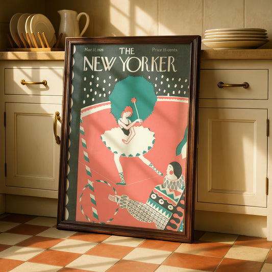 New Yorker 1926 Circus Poster, Vintage Tightrope Walker Art Print, Retro Wall Art