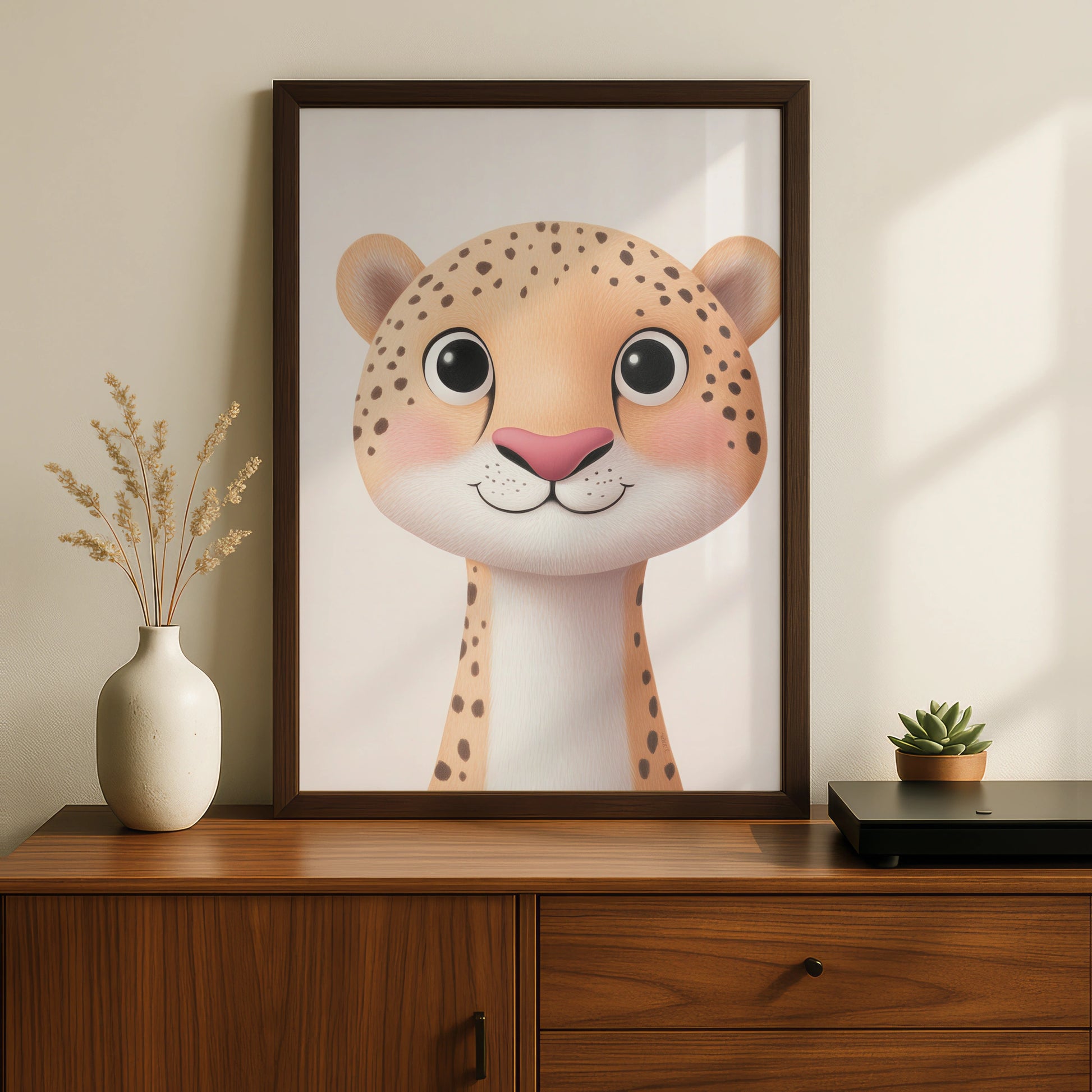Cute Cheetah Nursery Wall Art, Safari Animal Print, Kids Room Poster, Baby Decor