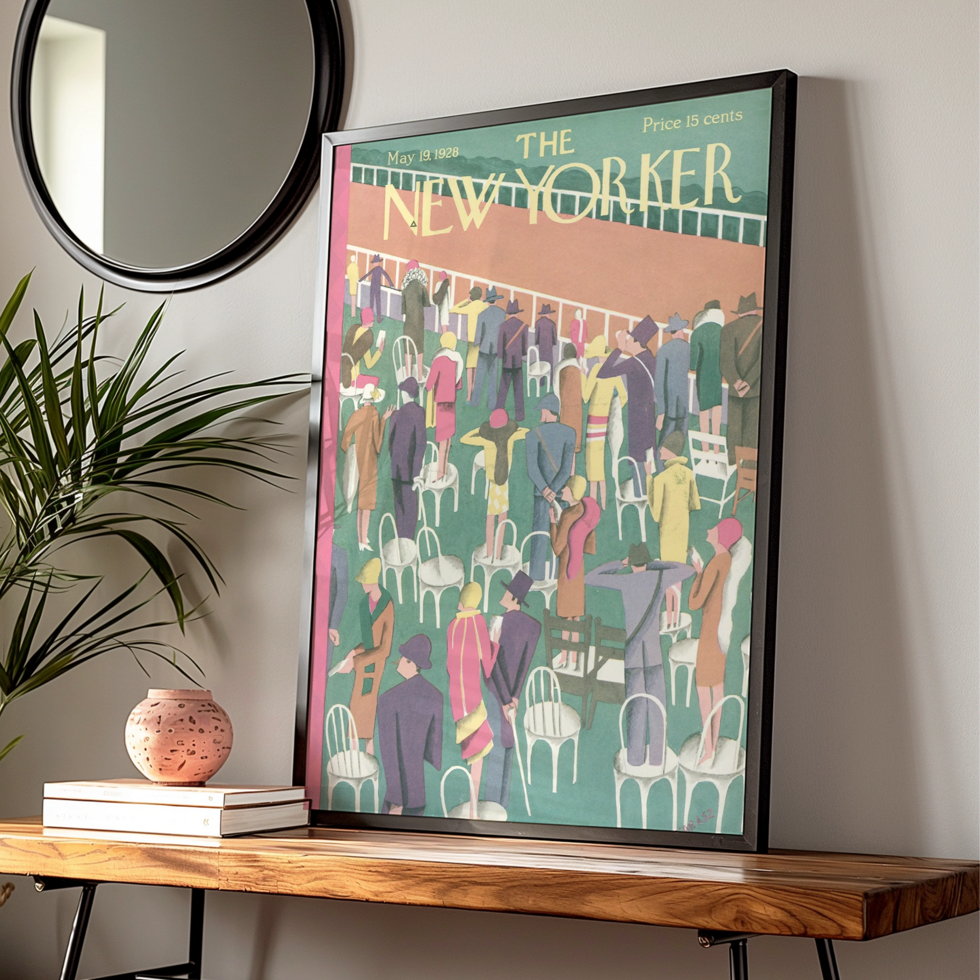 New Yorker 1928 Horse Racing Poster, Vintage Art Deco Wall Art, Race Day Print