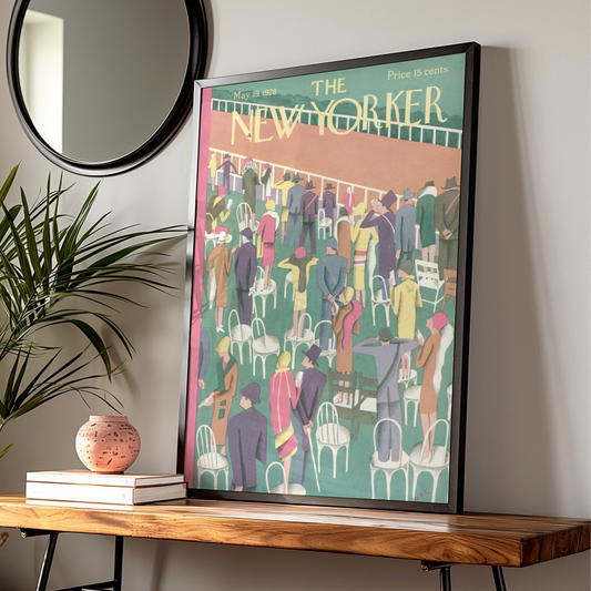 New Yorker 1928 Horse Racing Poster, Vintage Art Deco Wall Art, Race Day Print