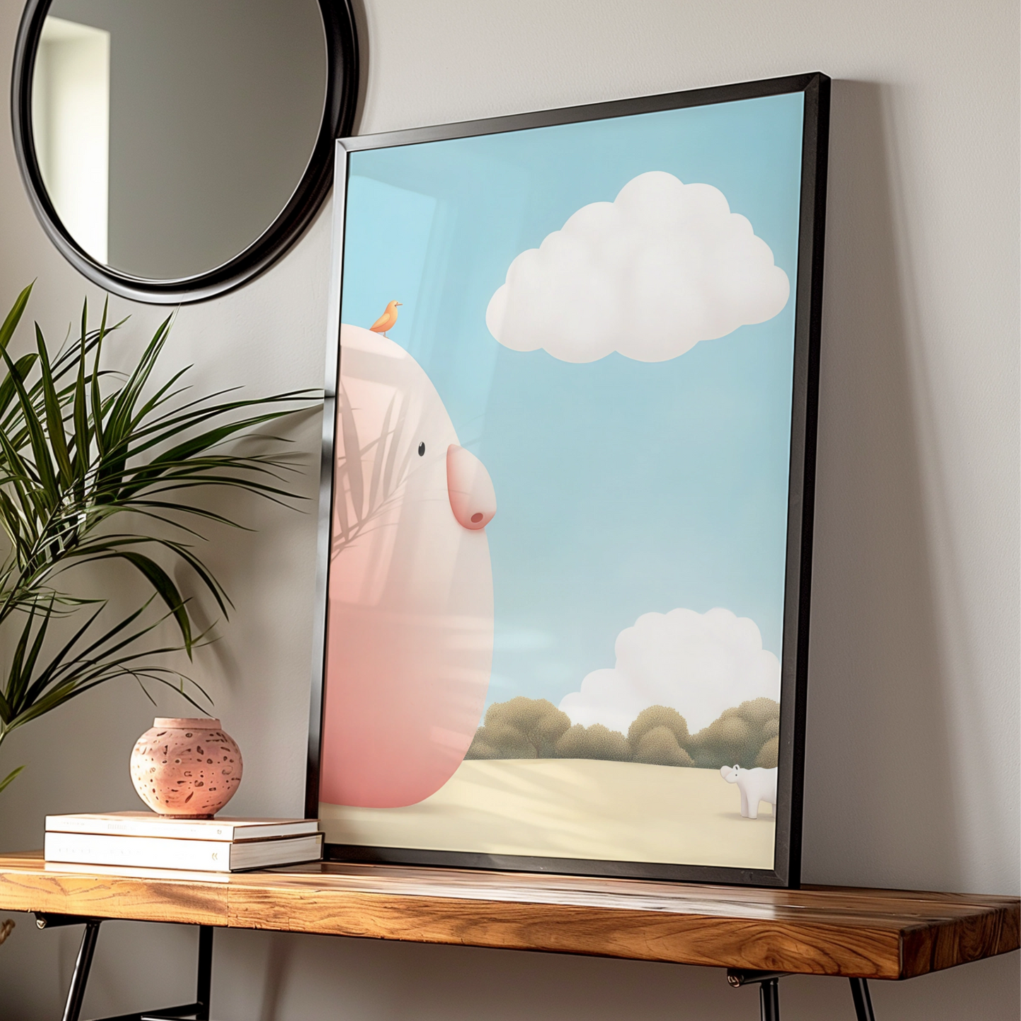 Cute Pig Nursery Wall Art, Farm Animal Poster, Baby Room Print, Children's Decor