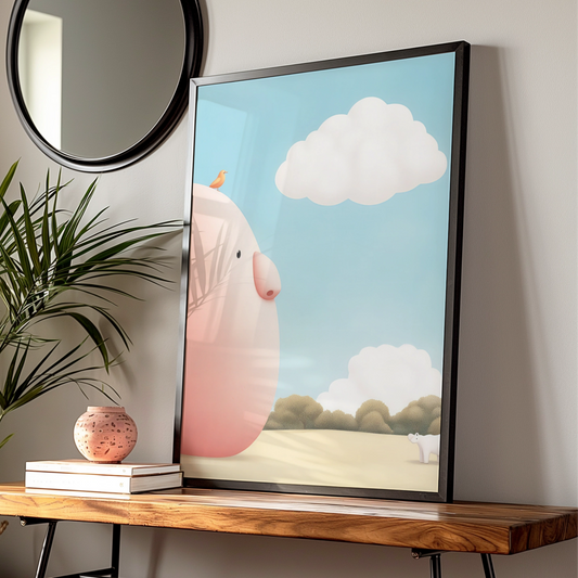 Cute Pig Nursery Wall Art, Farm Animal Poster, Baby Room Print, Children's Decor