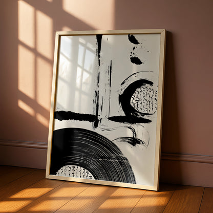 Bold Monochrome Abstract Wall Art, Black and White Modern Print, Gallery Wall Poster