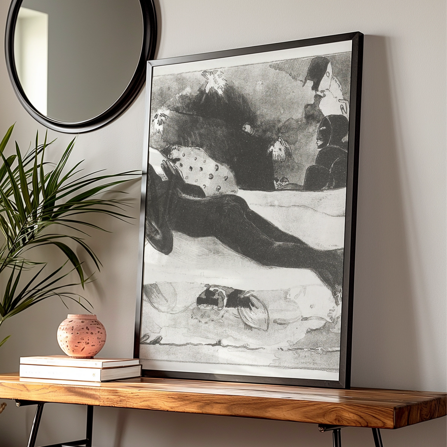 Halloween Dark Figure Art Print, Gothic Black White Poster, Eerie Occult Wall Art
