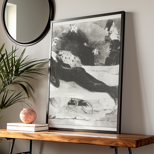 Halloween Dark Figure Art Print, Gothic Black White Poster, Eerie Occult Wall Art