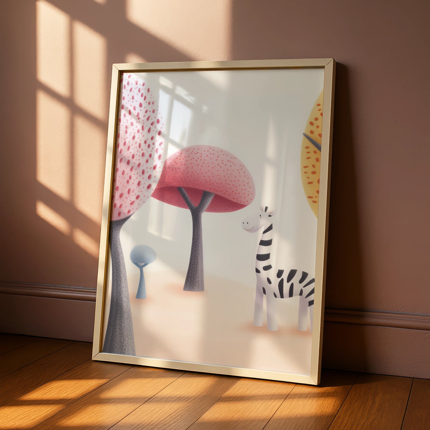 Zebra Nursery Wall Art, Safari Animal Print, Cute Kids Poster, Pink Pastel Decor