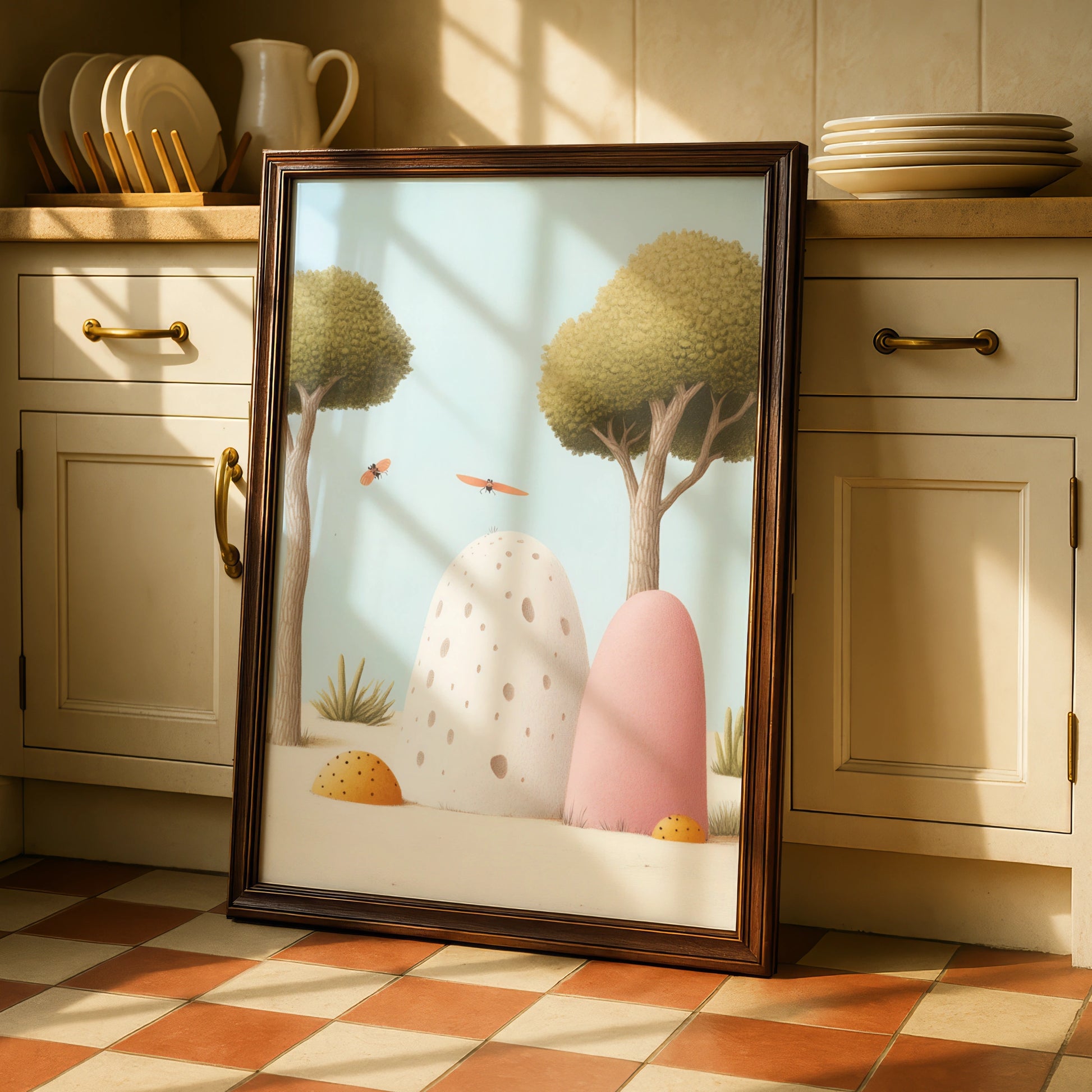 Nursery Wall Art Whimsical Bug Print, Pastel Children's Poster, Kids Room Decor