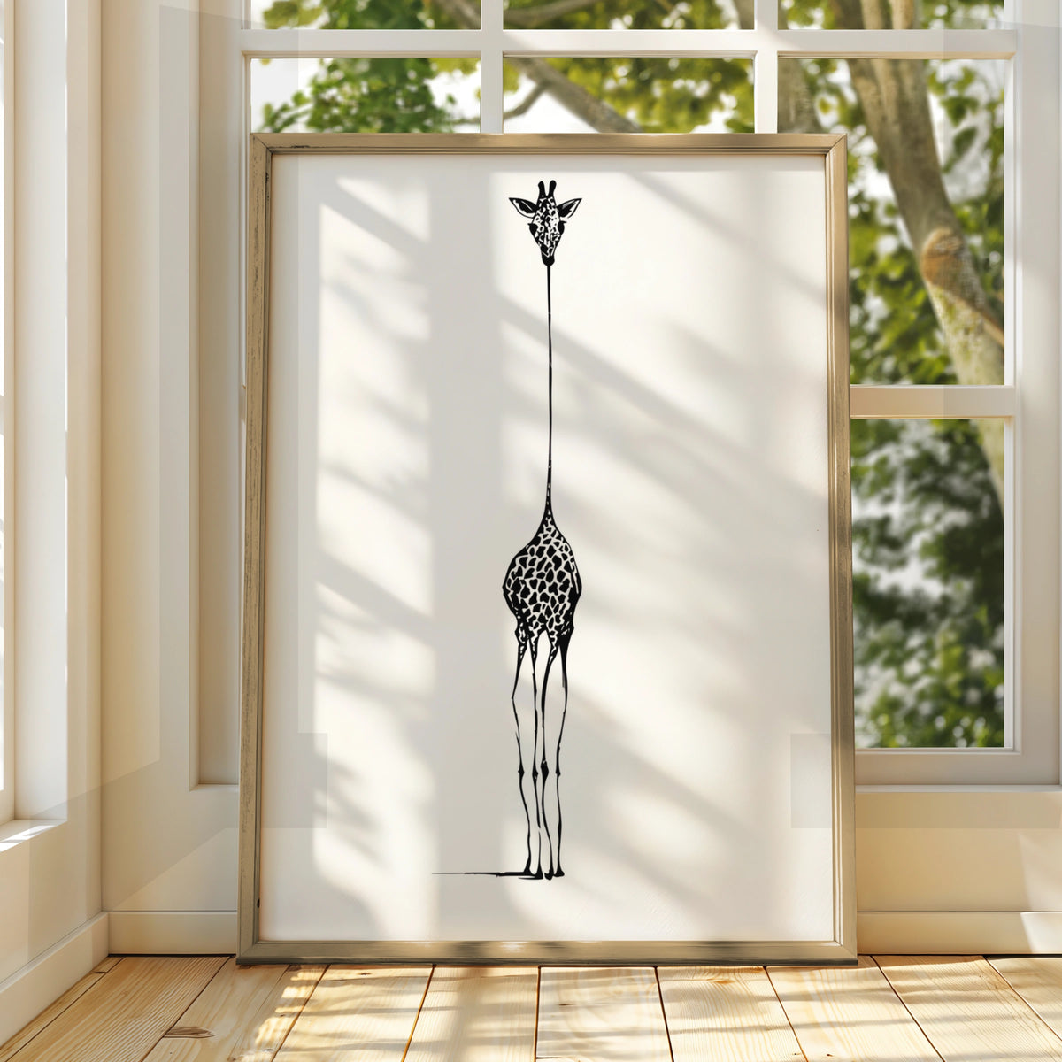 Giraffe Minimalist Print, Black and White Animal Poster, Modern Monochrome Wall Art, Gallery Wall