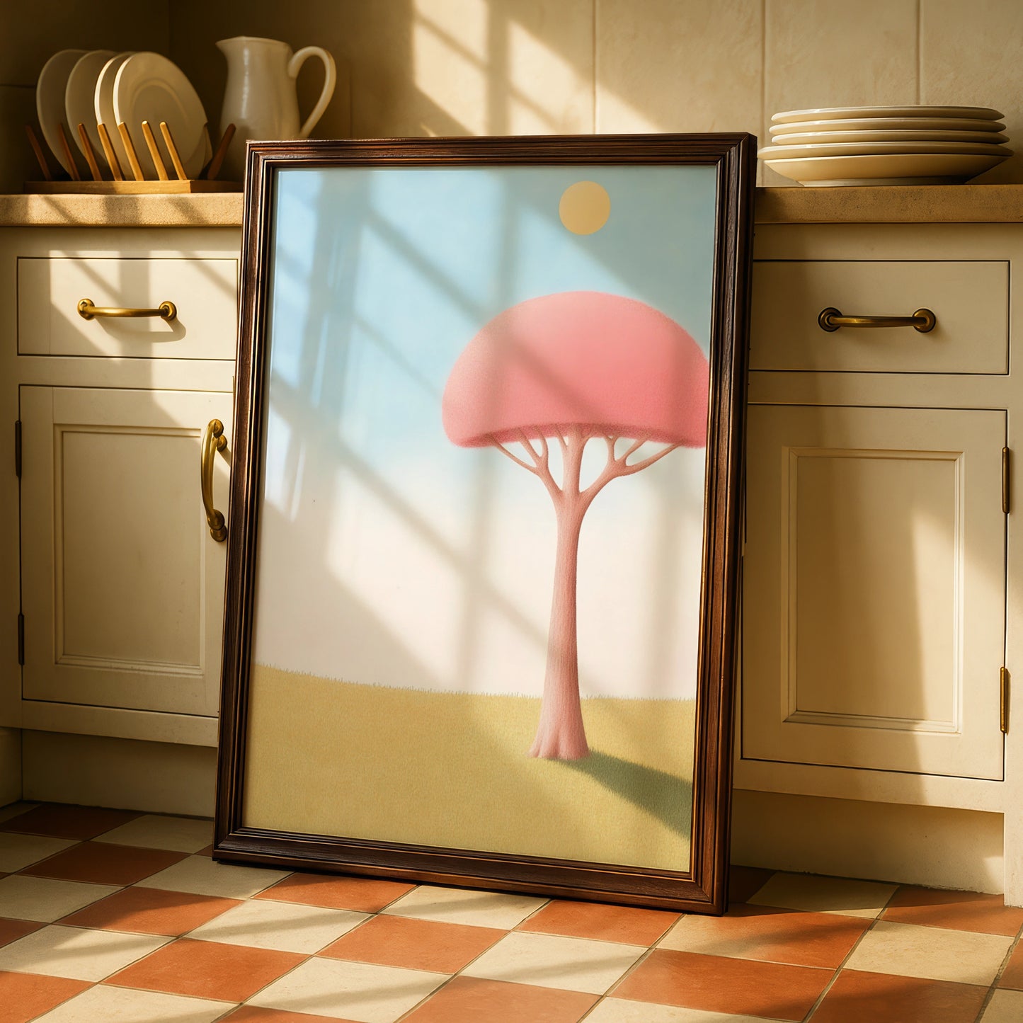 Nursery Wall Art Pink Tree Print, Pastel Kids Room Poster, Cute Baby Room Decor, Toddler Gift