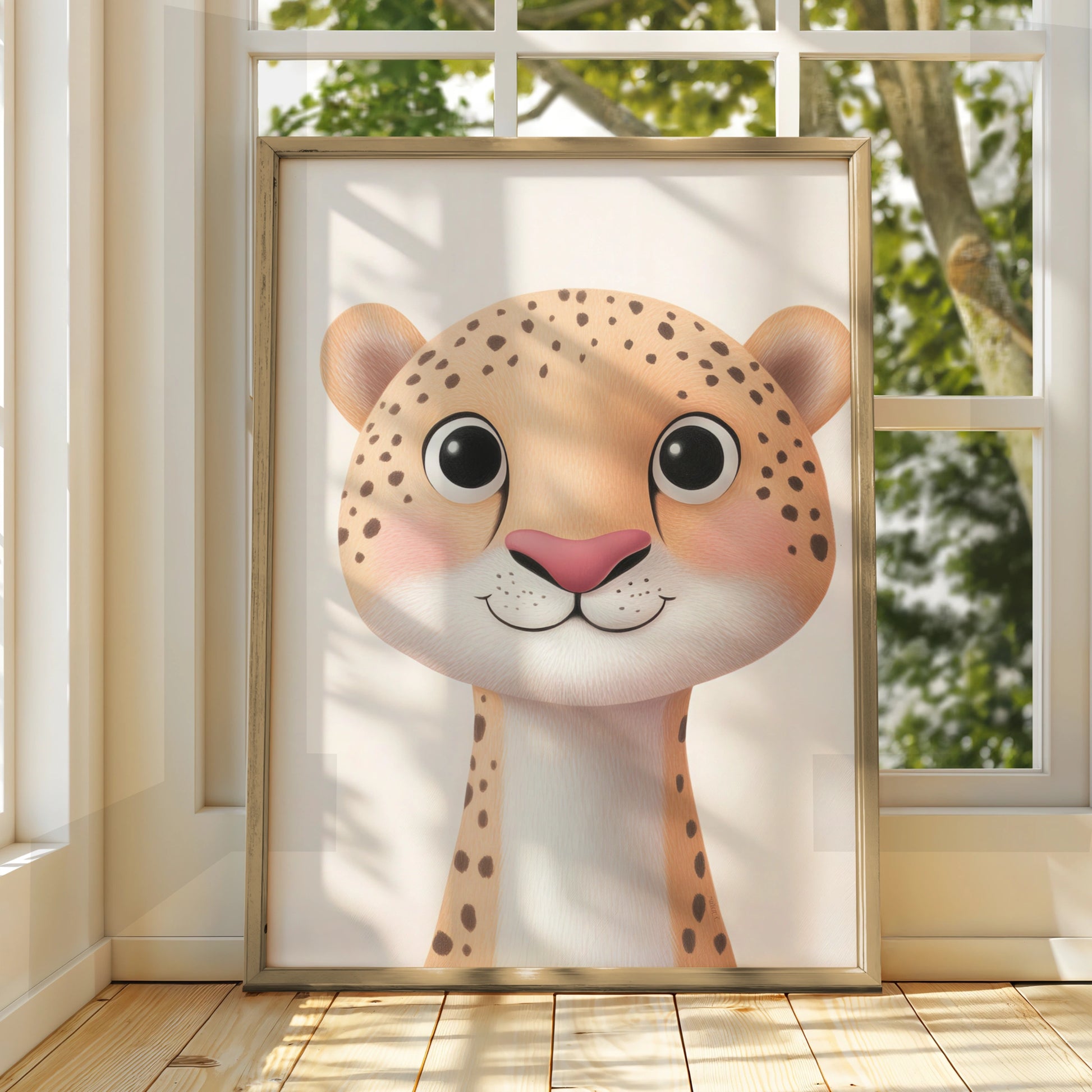 Cute Cheetah Nursery Wall Art, Safari Animal Print, Kids Room Poster, Baby Decor
