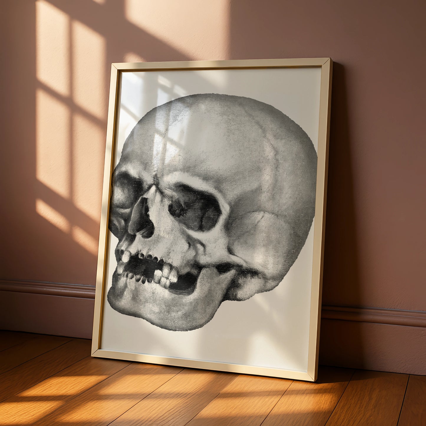 Halloween Skull Poster, Gothic Anatomy Wall Art, Dark Monochrome Skull Print, Spooky Decor