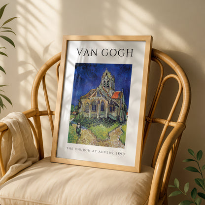 Van Gogh Church at Auvers 1890 Wall Art Print | Vintage Blue Post-Impressionist Poster – product image 3