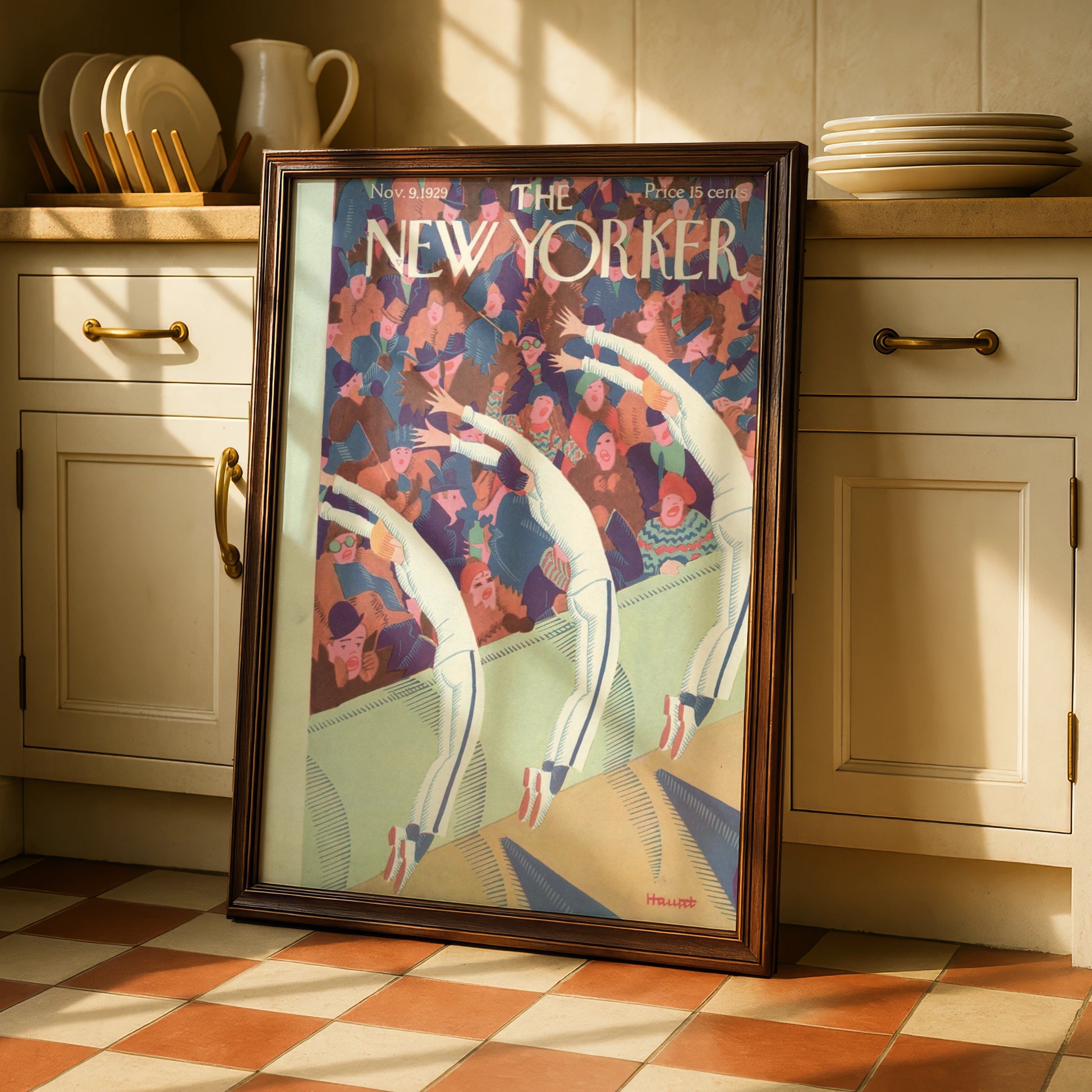 New Yorker 1929 Cover Poster, Vintage Art Deco Dancers, Crowd Scene Wall Art Print