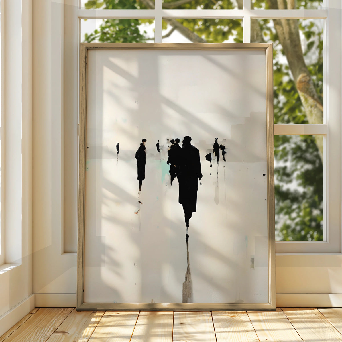 Abstract Figure Silhouette Print, Monochrome Wall Art, Modern Black White Poster, Contemporary Art