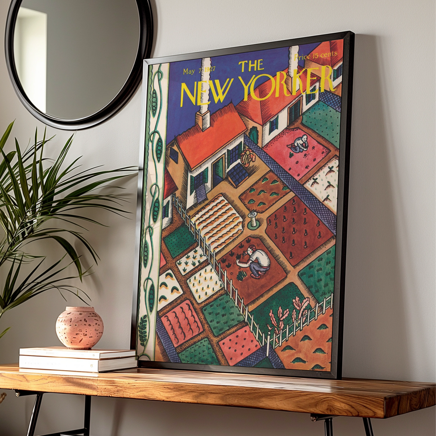 New Yorker 1927 Garden Cover Poster, Vintage Kitchen Wall Art, Retro Spring Print