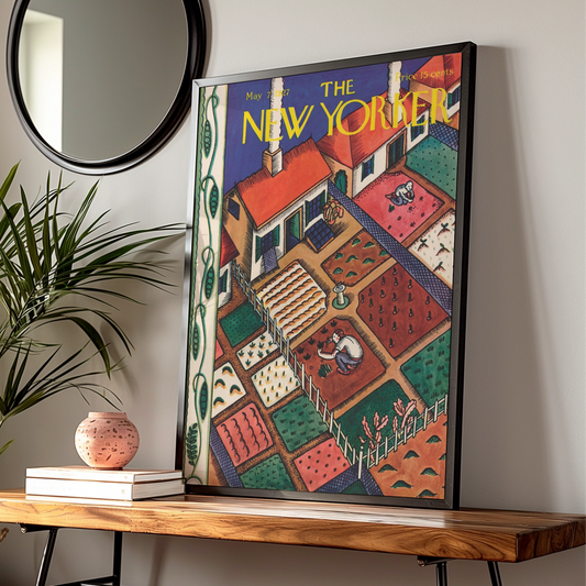 New Yorker 1927 Garden Cover Poster, Vintage Kitchen Wall Art, Retro Spring Print