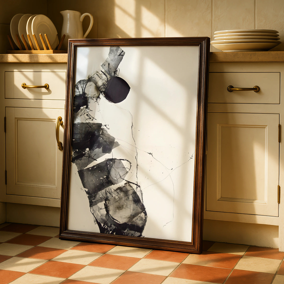 Abstract Ink Art Print, Modern Monochrome Wall Art, Black White Contemporary Poster, Gallery Wall
