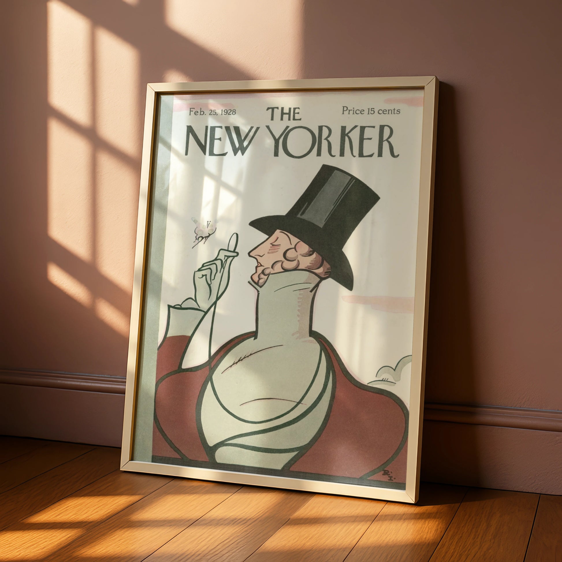 The New Yorker Feb 1928 Cover Poster, Vintage Top Hat Gentleman Art Print, Retro Wall Art