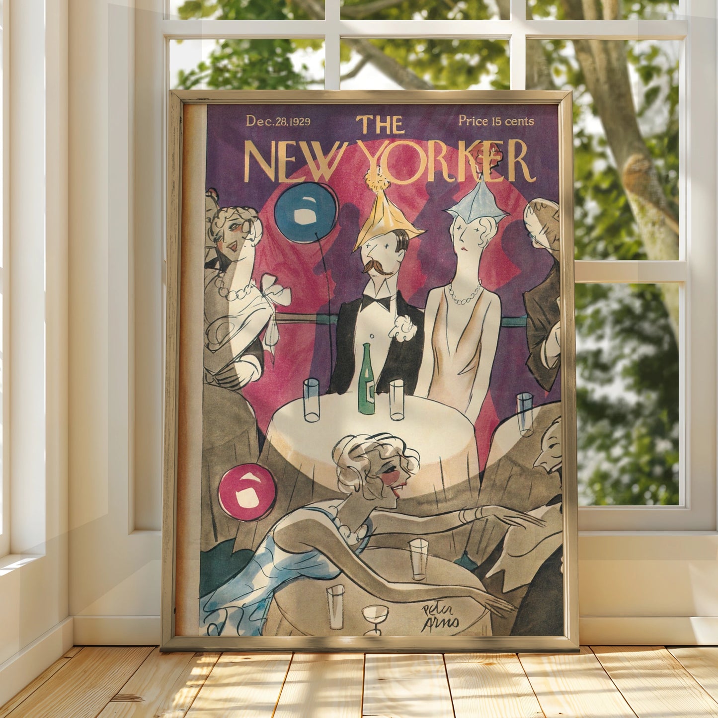 New Yorker 1929 Cover Poster, Peter Arno Art Deco New Year Party Print, Vintage Wall Art