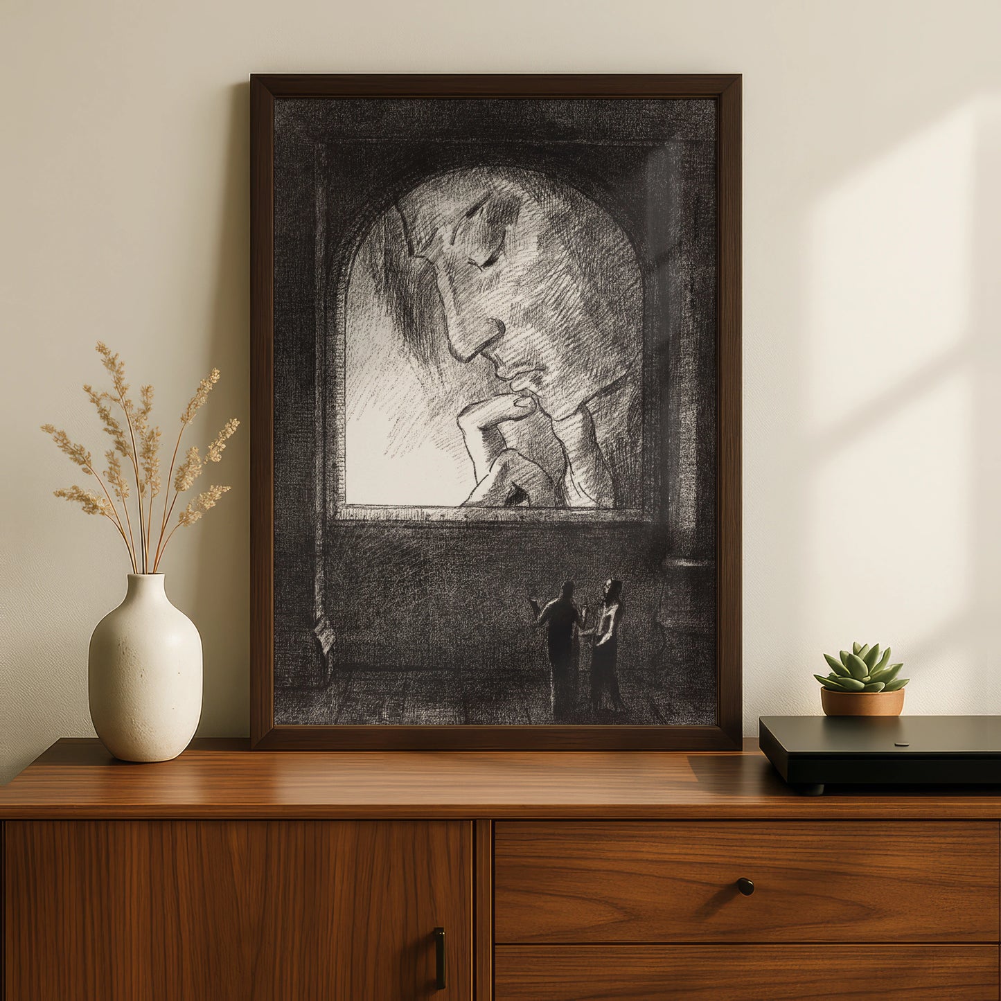 Halloween Gothic Horror Art Print, Dark Figure Archway Poster, Spooky Black Wall Art