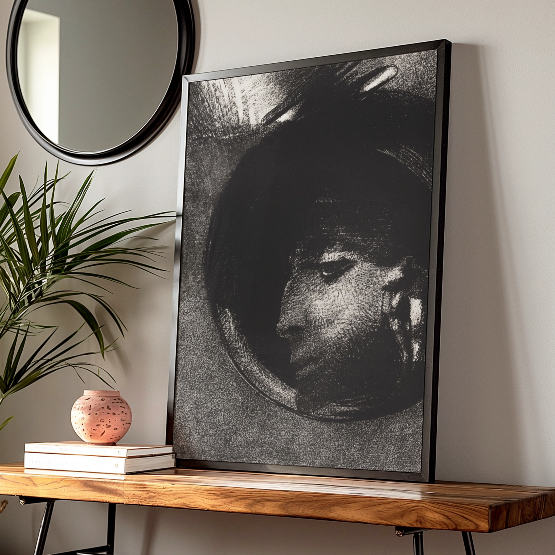Dark Halloween Art Print, Spooky Black Gothic Face Poster, Occult Wall Art Decor