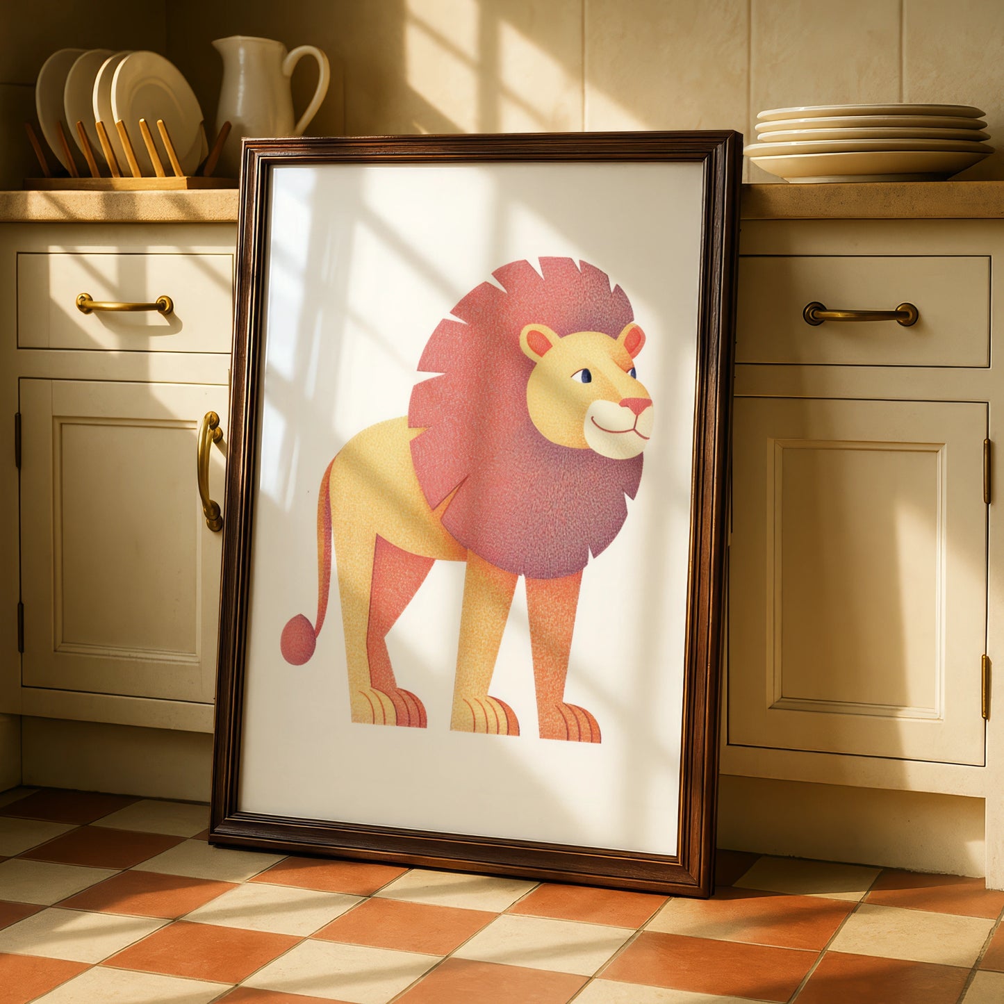 Lion Nursery Wall Art, Safari Animal Print, Kids Room Poster, Cute Lion Decor