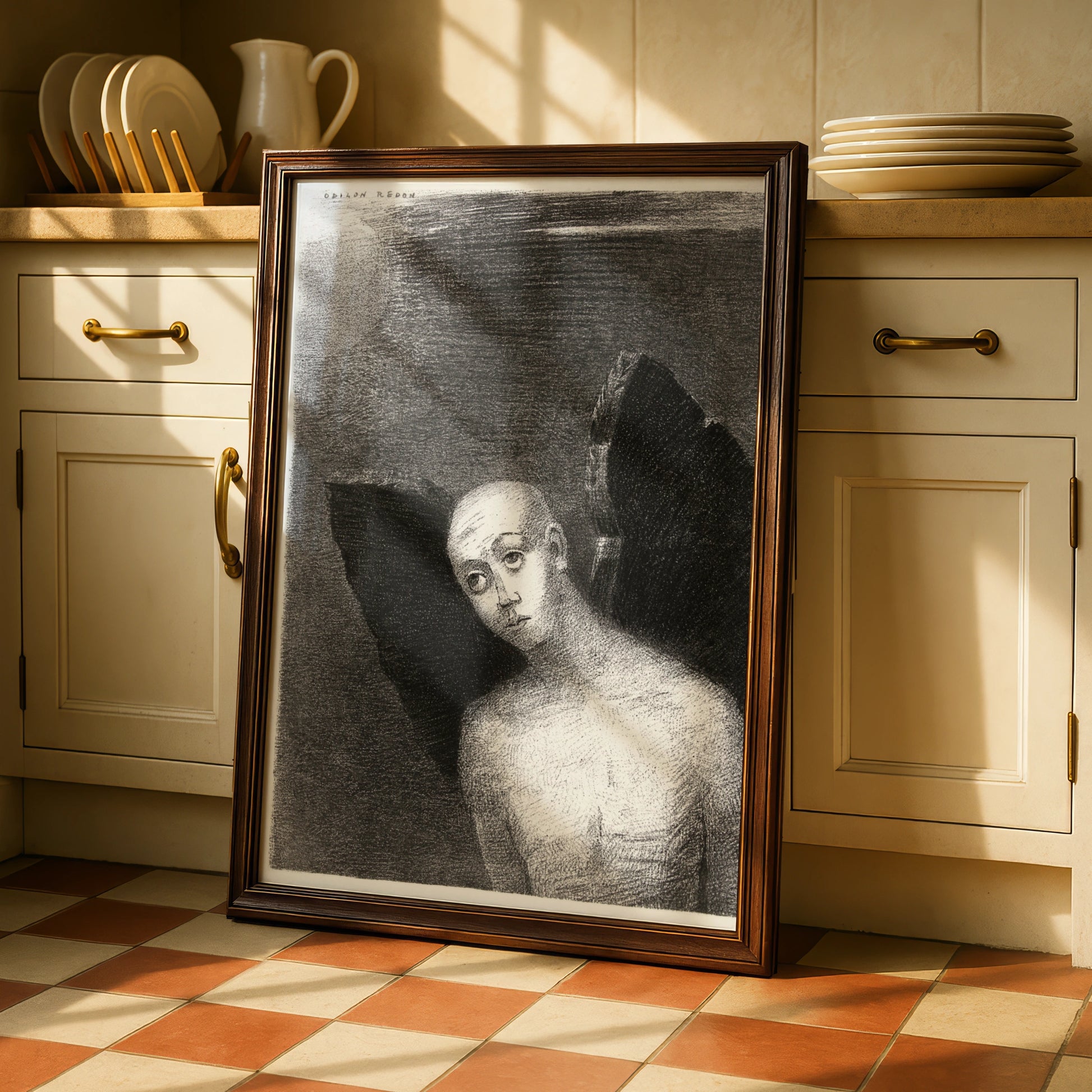Odilon Redon Halloween Art Print, Dark Surreal Figure Poster, Gothic Wall Art Decor