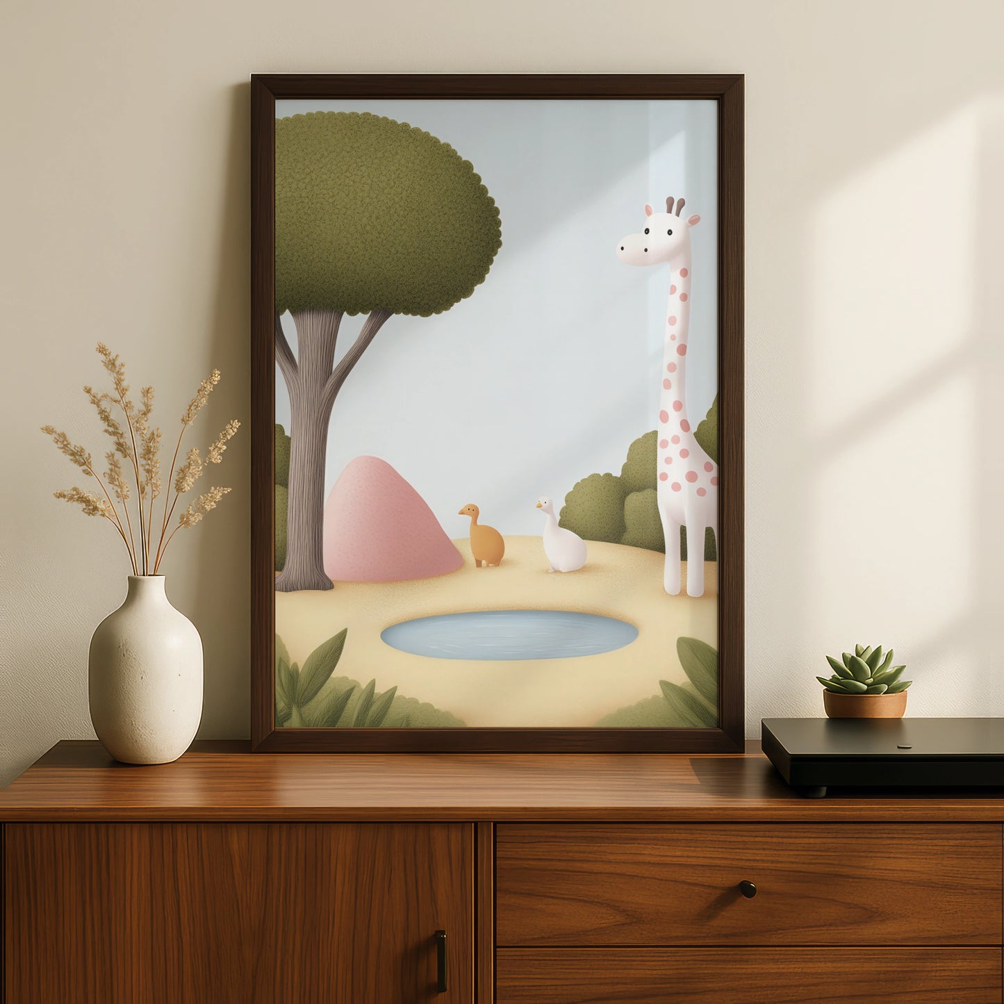 Giraffe Nursery Wall Art, Safari Animal Print, Baby Room Poster, Cute Kids Decor