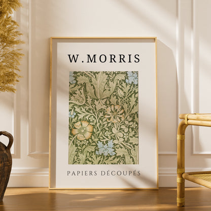 William Morris Sage Green Honeysuckle Botanical Wall Art Print, Vintage Floral Poster – product image 1
