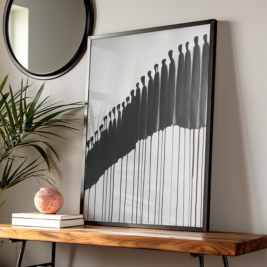 Abstract Figures Monochrome Wall Art, Black and White Poster, Minimalist Print