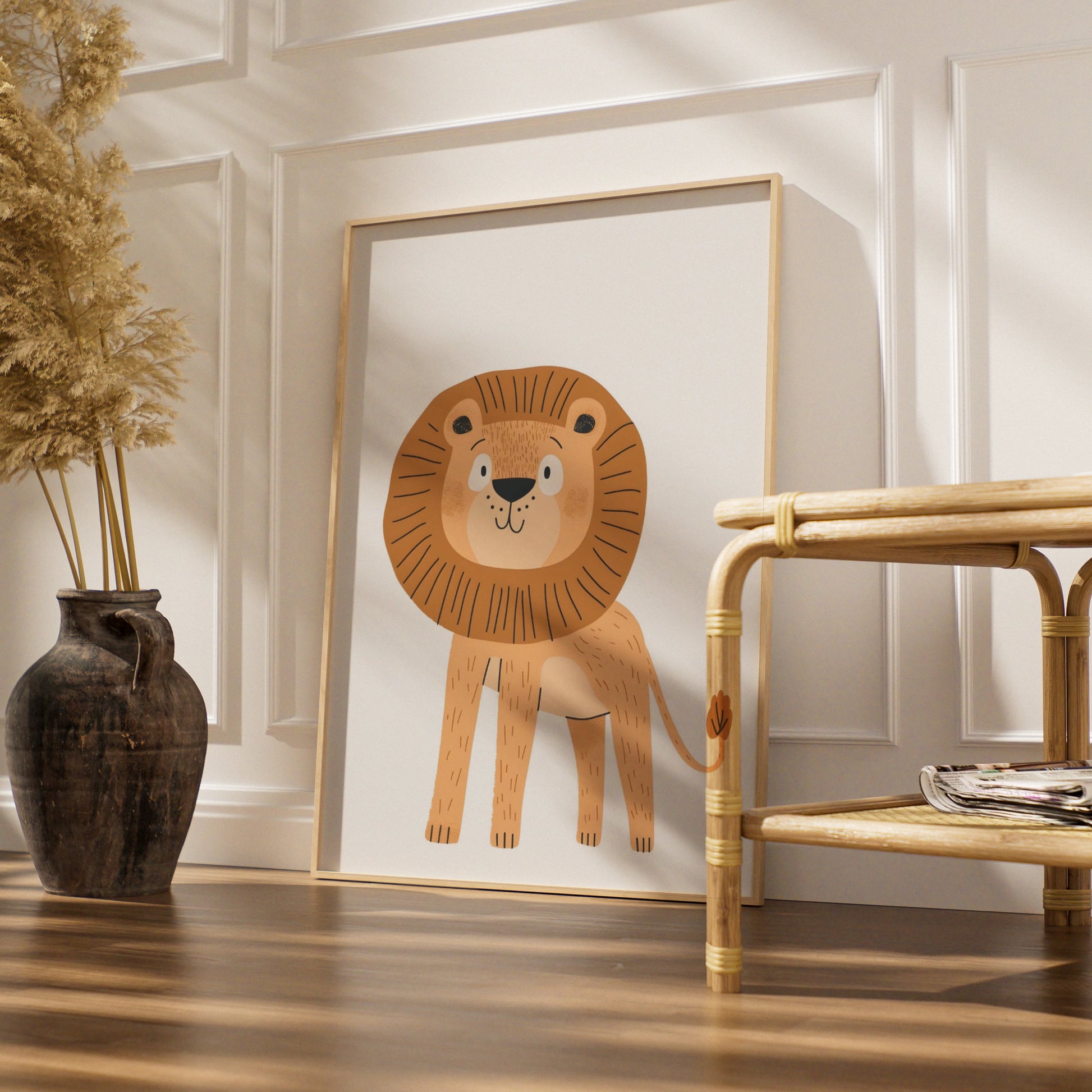 Lion Nursery Wall Art, Cute Safari Animal Poster, Kids Room Decor, Baby Gift Print