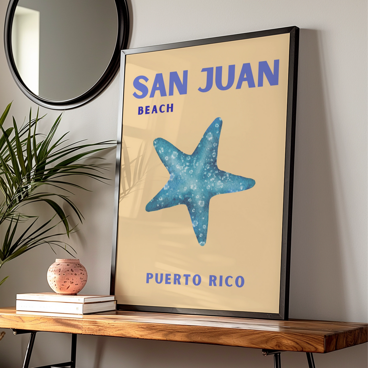 San Juan Puerto Rico Travel Poster, Beach Wall Art, Caribbean Retro Print