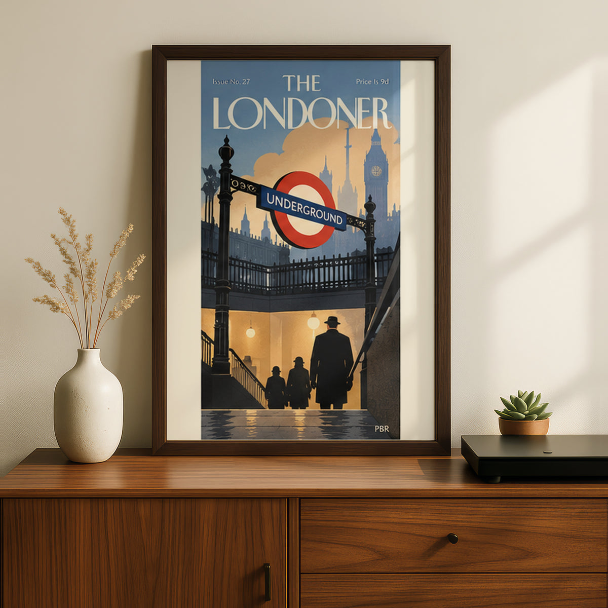 London Underground Poster, Vintage Magazine Cover Wall Art, Big Ben Art Print for Living Room