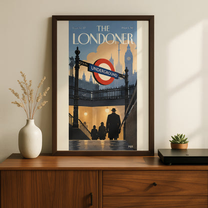 London Underground Poster, Vintage Magazine Cover Wall Art, Big Ben Art Print for Living Room