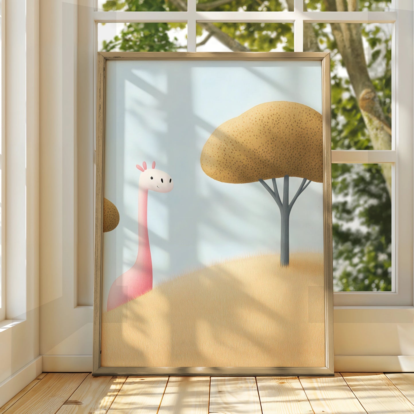Pink Giraffe Nursery Wall Art, Cute Safari Animal Print, Baby Room Poster, Kids Decor