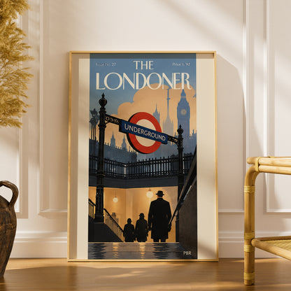 London Underground Poster, Vintage Magazine Cover Wall Art, Big Ben Art Print for Living Room
